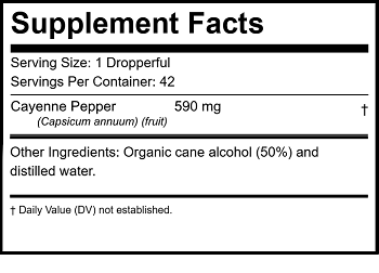 Cayenne Pepper Tincture Supplement Facts Label