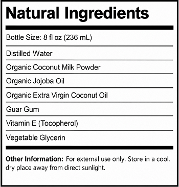 Organic Coconut Milk Body Lotion Ingredients Label
