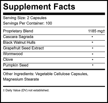Dr Akilah's Detox Supplement Facts Label - Herbal Colon Cleanse Ingredients