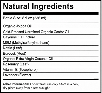 Hair Growth & Repair Oil Ingredients Label