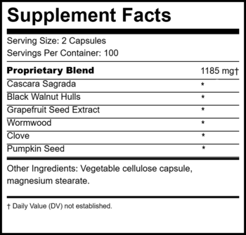 Parasite Gut Cleanse Supplement Facts Label